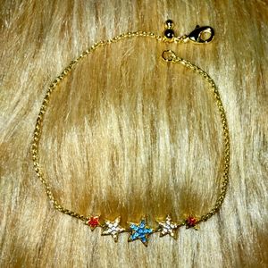 NWOT Sophie Harper 4th of July Pavé Adjustable Gold Bracelet